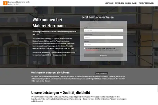Projektabbildung des von Schoppersberger Digital erstellten Webauftritts von Malerei Herrmann.